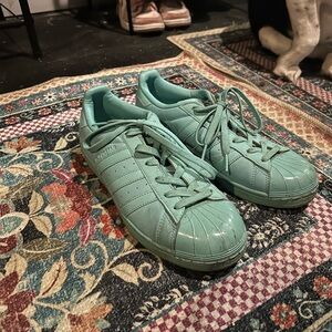 Vintage Mint Green Adidas Superstar Sneakers